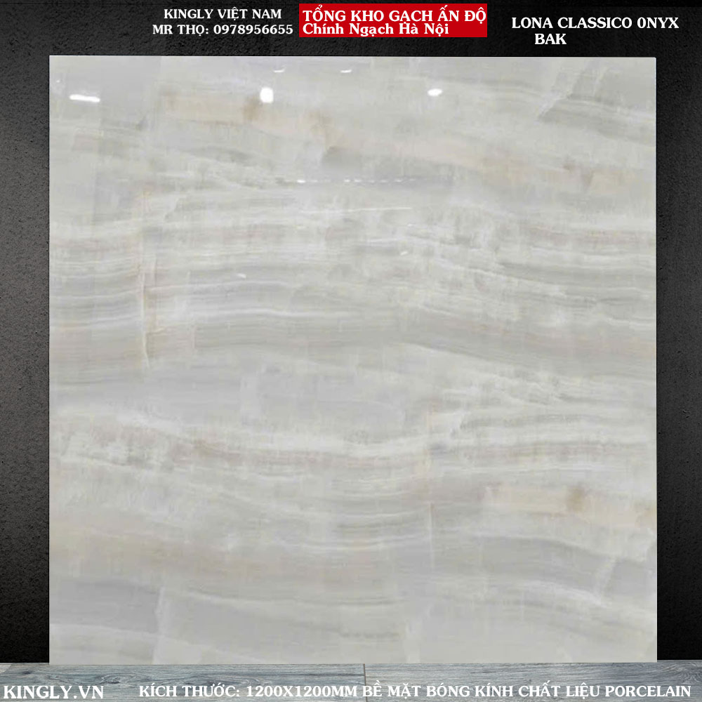 Gạch lát nền vân đá onyx ấn độ 1200x1200mm lona classico onyx